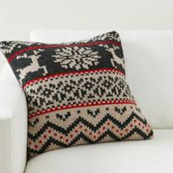 NWT Lot of 2 Pottery Barn Oscar Fair Isle Sweater Pillow Cover 20"X20" - Picture 1 of 11